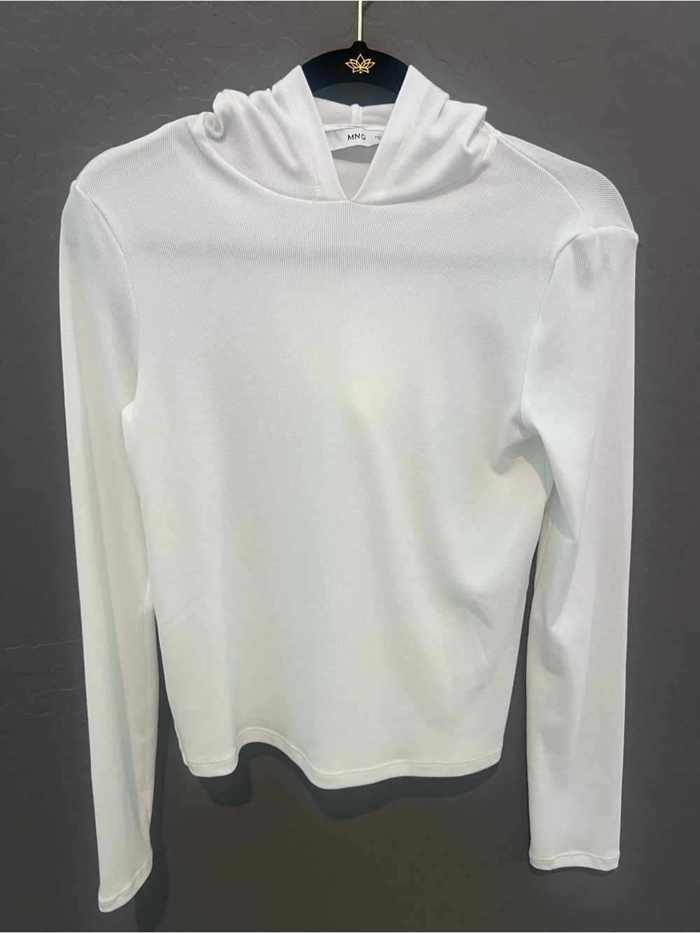 Mango White Lightweight Hooded Long-Sleeve Top